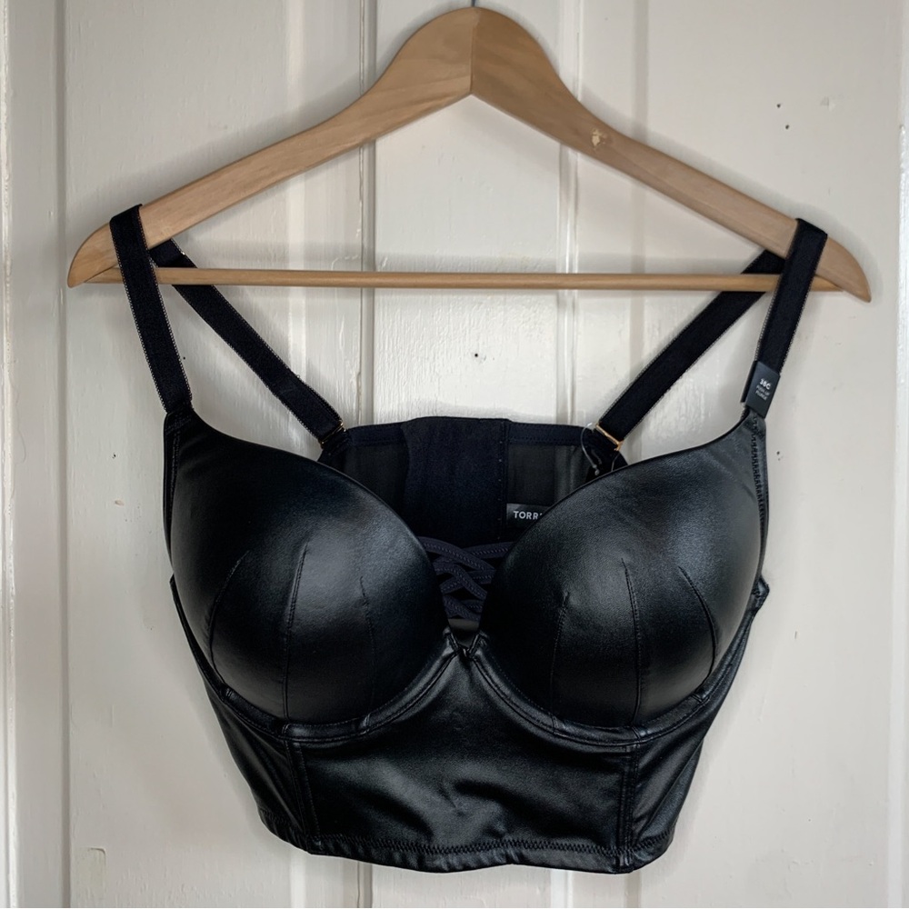 Torrid XO Pleather Plunge Push Up Bra 38C
